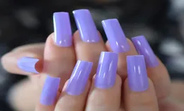 Falso unhas super longas pontilhas de unhas falsas de roxo Pressione brilhante na capa completa cor sólida salão de upnail manicure ferramentasfalse fa8726706