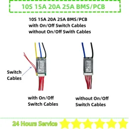 Acessórios 36V liion ebike bateria pacote bms pcb 36v 10s 15a 20a 25a 15ah 20ah 25ah bms ebike pcb com interruptor ou sem interruptor