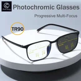 Frames Neue Übergang photokochrom multifokus progressive Lesebrille weit in der Nähe von DualPurple -Lesern Brillen TR90 Voller Rahmen