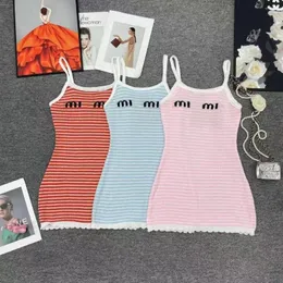 Casual Dresses Designer Womens Dress Sleeveless Tops Embroidery Knits Tees Summer Spring Outwears For Lady Slim Basic Classic