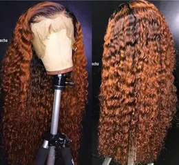 Ombre Curly Full Spets Wig Blonde Two Tone Color 1B 30 Brasilian Full Spets Front Human Hair Wigs Kinky Curly With Baby Hair28686915660335