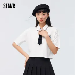 قمصان Semir Polo Shirt Women Shirt Shirt Contrasted Color Fashion 2023 New Summer Loose Tshirt