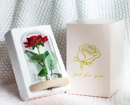 Kreatives Geschenk Ornament Romantische ewige Rose Blumenglasabdeckung LED Batterie Lampe Geburtstag Valentine039s Tag Geschenk Home Decoratio5805979