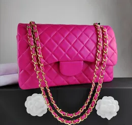 AA Ярко -розовый дизайнерский дизайнерский женский дизайнерский пакет cf Cf Классический лоскут ретро деликатный и мягкая сумка для пакета сумочка с ярко -кожа