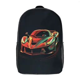 Zaino con le auto sportive appassionate toni vibranti con zaini vintage giornalieri unisex borse da scuola traspirante di alta qualità