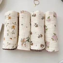 Produto Vintage Floral Muslin Whilloths for Baby Face Towels Soft Absorvente Recém -nascido Limpos de Muslina de Baby 30x30cm