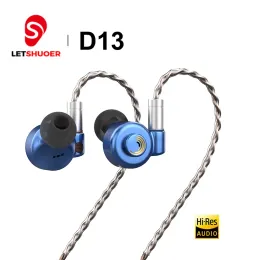 Fones de ouvido letshuoer d13 13mm dinâmico dinâmico monitor iNear fone de ouvido IEM 3,5/4,4mm plugue 0,78 mm de cabo destacável Encanados com fio Audirect