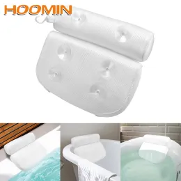 Yastık Hoomin 3d Mesh Nefes Alabaş Küvet Kafa Yastığı Boyun ve Geri Destek SPA Banyo Yastığı için Emme Kupaları ile Slip Slip