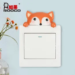 Wall Stickers Roogo Sticker Cute Animal 3D Resin Switch For Kids Room Decoration Cover House Decor