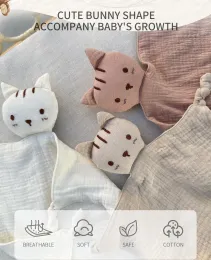 Produkt mjuk bomull muslin baby haklapp fylld katt docka nyfödd tillfredsställande handduk säkerhet filt baby sovande kudd handduk