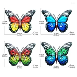 Figurine decorative da 4 pezzi 4 pezzi 3D Metal Butterfly Wall Art Ornaments Outdoor Garden Yard Hanging capanne pareti recinzioni