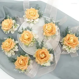 Fiori decorativi 5 pezzi/set di forniture per matrimoni Floral Artificial Business Celebration Ospite Corso arancione arancione Colore