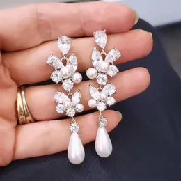 Huitan Aesthetic Imitazione nuziale per Pearl Pieno orecchini Accessori per le orecchie da sposa di lusso di lusso per le donne gioielli 240422