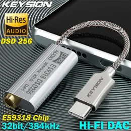 Усилитель клавиш ES9318 DSD256 Hifi DAC Усилитель наушников USB Type C до 3,5 мм Audio Adapter Headphone 32 -битный 384 кГц цифровой декодер