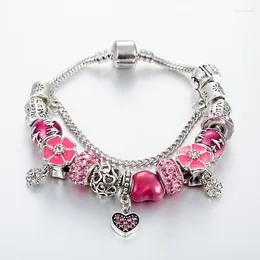 Charmarmband Annapaer Luxury Catena vintage smycken Söt rosa kedja Charms Bangle Rhinestone Pärlor Armband Personlighet B16067