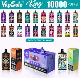 Vapsolo King 10000 Puffs 10k Puff Bar. Подзаряжаемая одноразовая одноразовая ручка 12K 15K E Cigarette 20 мл Предварительно заполненный POD 2% 5% никотиновые вейпы 20 ароматов Vaper