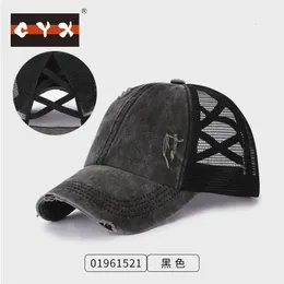 Personalized Cotton Retro Distressed Ponytail Sports Baseball Cap Women Stylish Sunshade Trucker Hat With Vintage Design 240414