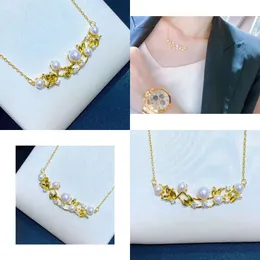 2209102 Women's Pearl Jewelry Necklace Aka 4-6Mm Flowers Pendent Chocker 40/45Cm Au750 Yellow Gold Plated Original Quality