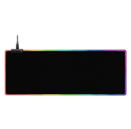 RGB 소프트 게임 마우스 패드 대형 오버 사이즈 광선 LED 확장 Mousepad Nonslip 고무베이스 컴퓨터 키보드 패드 MAT25035069299