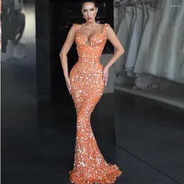 Party Dresses Orange Stunning Wide Straps V-neck Sheath/Mermaid Evening Custom Made Bridal Grown 2024 Vestido De Noival