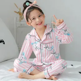 Kinder Pyjamas Sets Baumwolle Frühling Kinder Cartoon Homewear Anzug Mädchen lässige Langarm Weihnachts -Pyjamas Set Nachtwäsche 240408