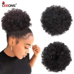 Chignon Chignon Leeons Cheap Afro Bun Chignon Hairpiece For Black Women Afro Puff Soft Fried Head Elastic Hair Rope Synthetic Ponytail