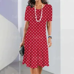 ドレスドットプリントレディースドレス2023女性の夏のファッションのためのエレガントなドレス