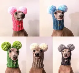 Abbigliamento per cani Super carino cappello da levriero italiano a mano con due pompon per cappelli per animali domestici2089338