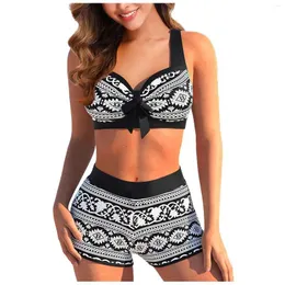 Moda de banho feminina Fashion Split Bikini impressa na cintura com almofadas de sutiã e sem traje de maiô de aço Da Bagno Donna Taglia Forte