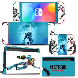 Наклейки Metroid Spel Oled Skin Sticker Cover Cover voor Schakelaar Oled Консоль док vreugde con wrap wolledige wrap кожа ns oled viny