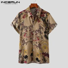 Herren-Freizeithemden Incerun-Hemd gedrucktes Revers Short Sleeve Streetwear Baumwolle Vintage Ethnisch Stil Hawaiian 2024 Camisas S-3xl