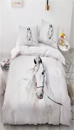 Conjunto de cama de cavalo 3D Design personalizado Passes de capa de edifícios de animais brancos Provejos de linho de cama branca Rei Full Rainha Super King Twin Size 201122080138