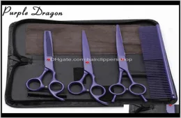 4Pcs 7 Inch Purple Dragon Stainless Hairdresser For Mascotas Cutting Shears Thinning Groomingfordog Pets 2F6Rs Hair Qccj07937025