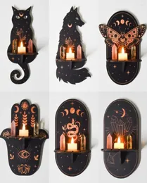 Candle Holders Cat Moth Moon Phase Carving Wood Wall Mounted Handicraft Crystal Shelf Rack Home Decoration Holder Jewelry Display 1860652