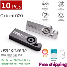 GUIDI NUOVI 10pcs/lotto in metallo USB Flash Drive Drives 4GB 16 GB Pendrives 32 GB 64 GB Memory Stick 128GB U Disk Regalo Disk Logo personalizzato gratuito