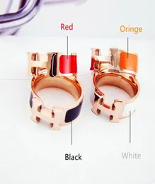 316L Edelstahl H -Stempelringe Schwarz -Weiß -Rot Orange Tropfen Öl H -Ring für Frauen mit Original -Samtbag7754448