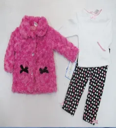 2015 Winter Baby Girls Suits Kids Children Sets Coat T Shirt Pants ompits 3 PC Set Girls Clothes 3503273823