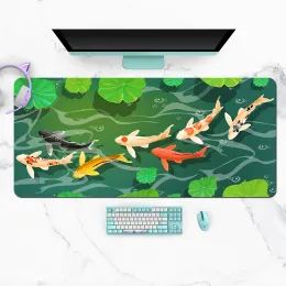Mice Extra Large Kawaii Gaming Mouse Pad Cute Japanese Harmony Koi Fish XXL Desk Mat Water Proof Nonslip Laptop Desk Accessories
