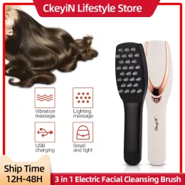 Massager Ckeyin Phototherapy Vibration Massage Comb Scalp Brush Stress Relief Neck Back Anti Hair Loss Blood Circulation with Led Light
