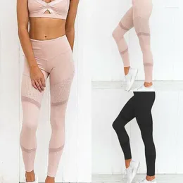 Yoga Outfits Frauen sexy Leggings Einfügen Mesh Design Hosen Hose Elastische Taille Schwarze Sportbekleidung Jeggings Fitness weiblich