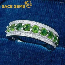 Klusterringar SACE GEMS 925 Sterling Silver 3mm Natual Diopside Gemstone For Women Engagement Cocktail Party Fine Jewelry Gift