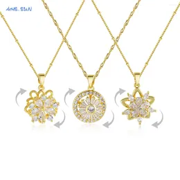 Pendant Necklaces MHS.SUN Luxury Rotatable Decompress Zircon Sunflower/Star Necklace For Women High Quality Gold Plated Daily Jewelry
