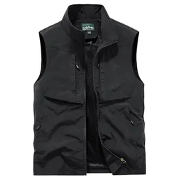 Plus storlek 7xl 8xl mäns fiskeväst utomhus snabb torr jakt rese gym jogging löpande sport ärmlös mesh waistcoat jacka 240423