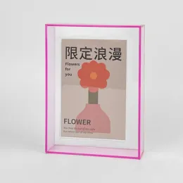 Rahmen 6inches rosa Acrylfoto Frame Kreative einfache Exemplarsuspension Hohlwand Dekorative Bilderrahmen