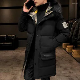 Mens giù per 2022 giacca invernale uomini pelliccia calda folta fitta in cotone multipoccia parcata con cappuccio per cappotto casual venta per vento a vento