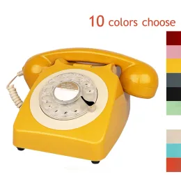Aksesuarlar Vintage Vintage Landline Retro Tel Tele Döndürme Sabit Telefon Pembe Masa Siyah Sarı Ev Ofis Avrupa Stili R306