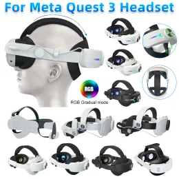 Glasses For Meta Quest 3 VR Headset RGB Adjustable Alternative Head Strap LED Backlight Head Strap Replaceable Upgrades Elite Head Strap