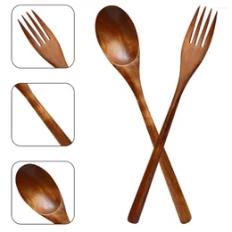 Forks Japon tarzı ahşap çatal ve kaşık steroware salatası servis.