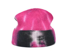 2021 new Splash ink 9color caps New tiedye printed knitted hat women cold hat hiphop retro melon fur woolen hat2402966