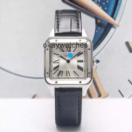 Ratten som arbetar automatiska klockor Carter Nya små Sandoz -serier WSSA0023 Kvinnkvarts Watch Belt Silver Plate Square Square